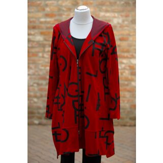 Longjacke Kapuze rot/schwarz