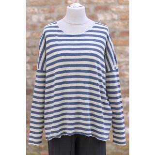 by basics Puristischer Pullover raw white/denim blue