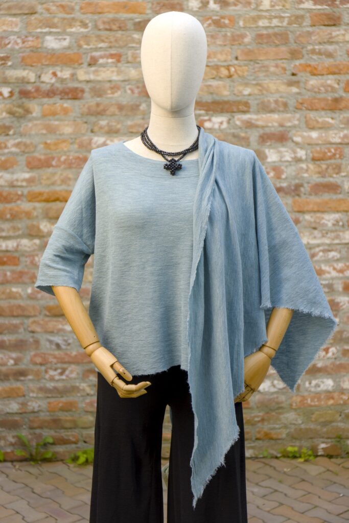 by basics Strick Merino Pullover und Dreieckstuch in artic melange