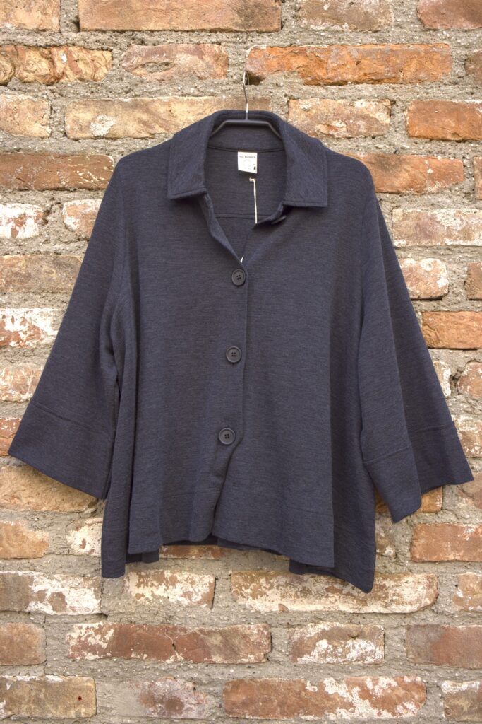 by basics Merino Strick Jacke Swagger dunkelblau melange