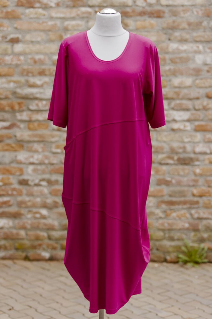 Hopsack langes Kleid magenta
